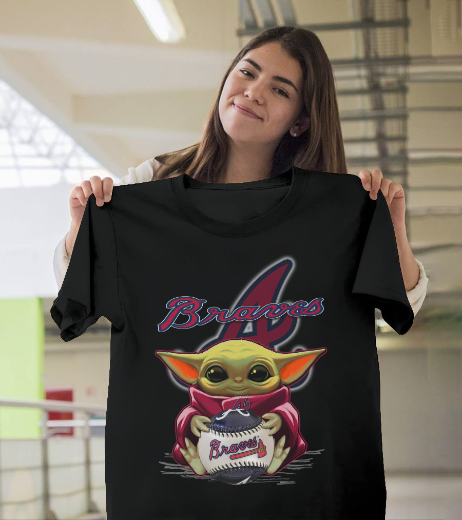Braves Yoda Holding Baseball With Atlanta Braves T-Shirt