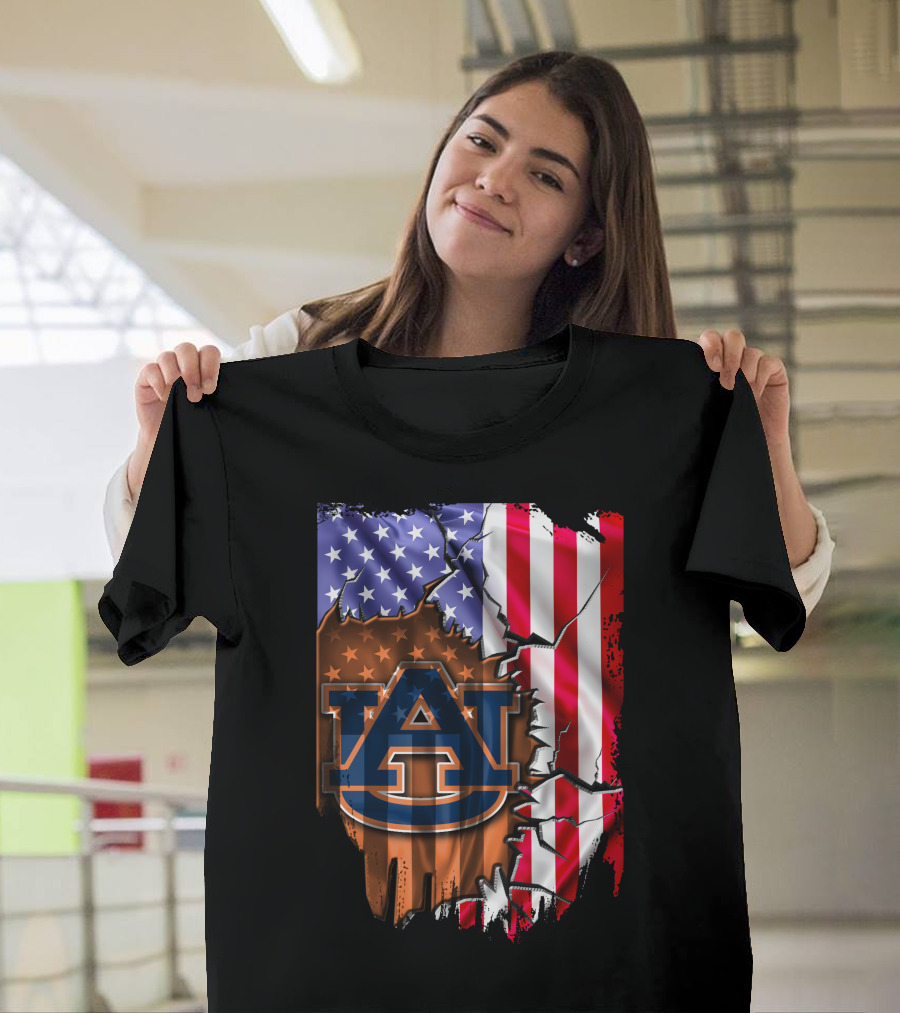 Flag V2 Auburn Tigers American Flag Vintage Style T-Shirt