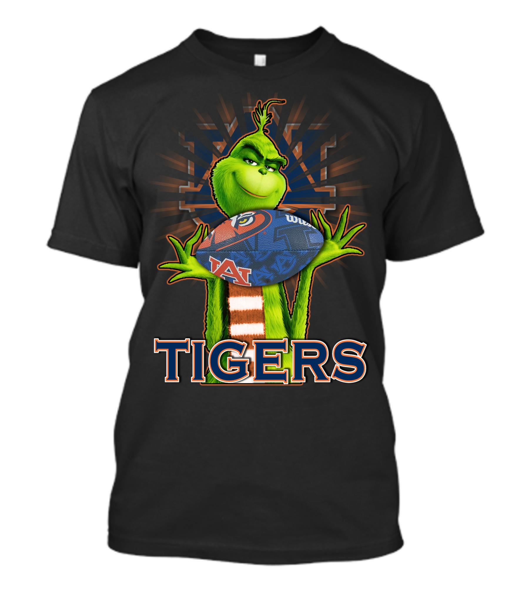 Auburn Tigers Grinch Holding Football T-Shirt