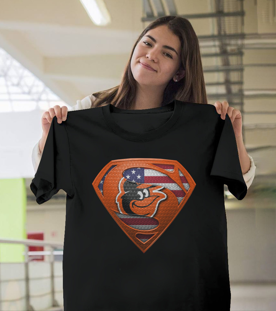Superman Baltimore Orioles American Flag T-Shirt