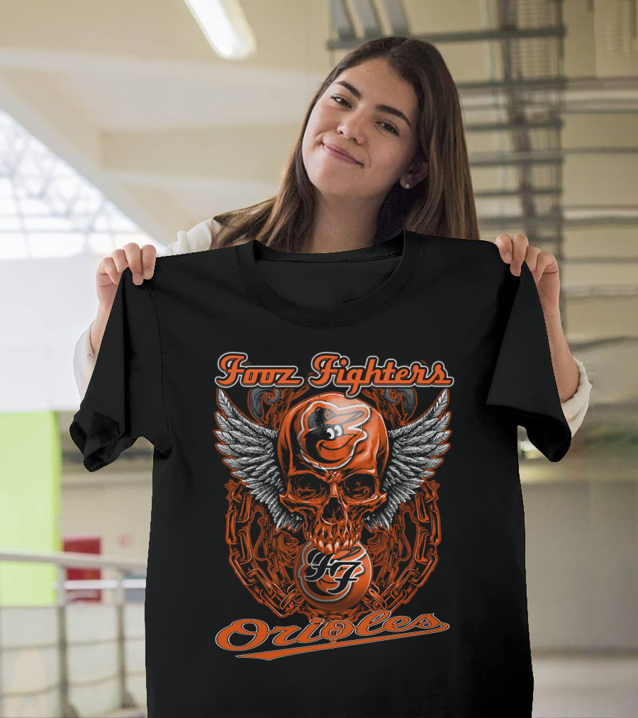 Foo Fighters Baltimore Orioles Skull Wings T-Shirt