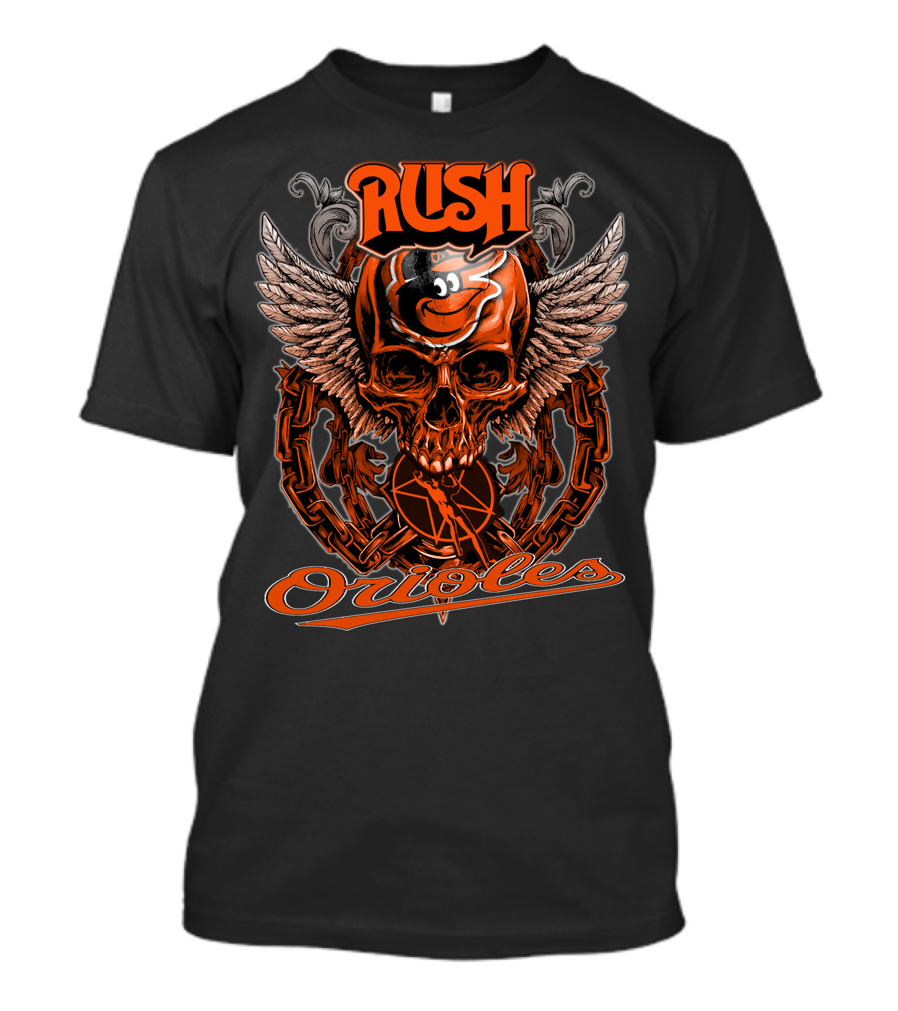 Rush Orioles Skull Wings Chain T-Shirt