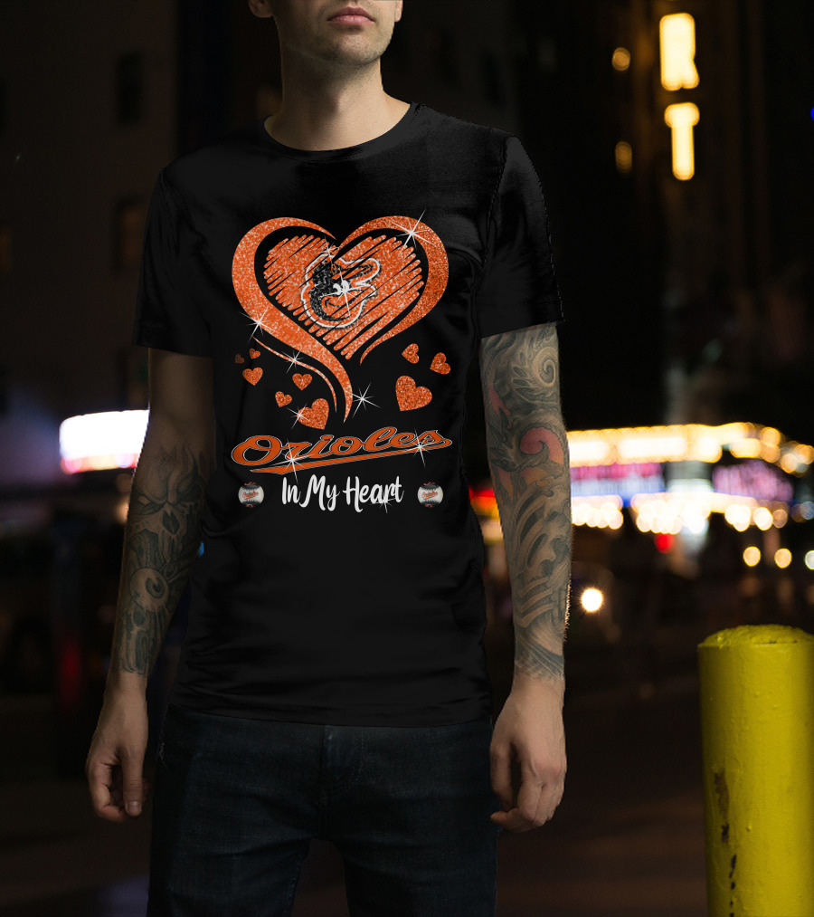 Orioles Heart Sparkle Baltimore Orioles In My Heart T-Shirt