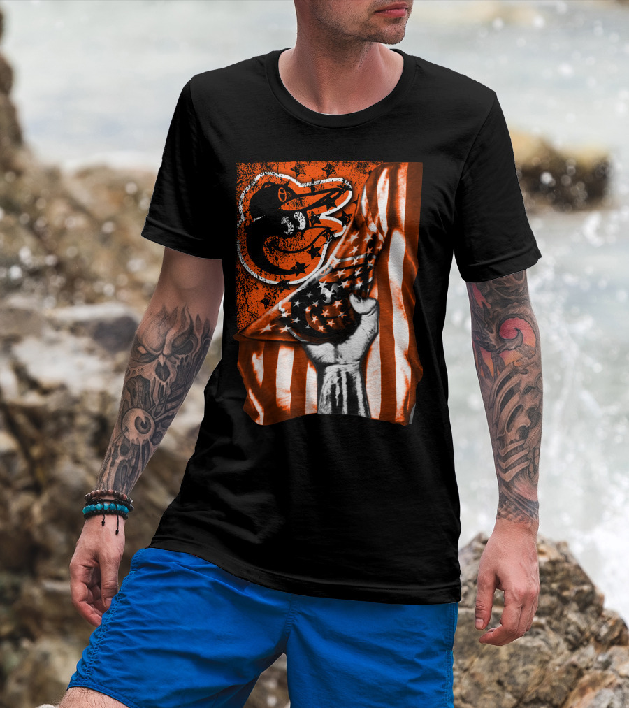 Baltimore Orioles Stars And Stripes Flag T-Shirt