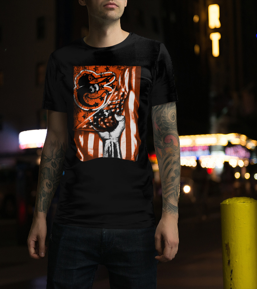 Baltimore Orioles Stars And Stripes Flag T-Shirt