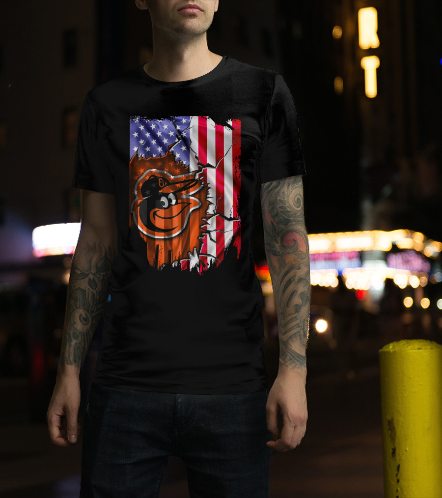 American Flag Baltimore Orioles T-Shirt