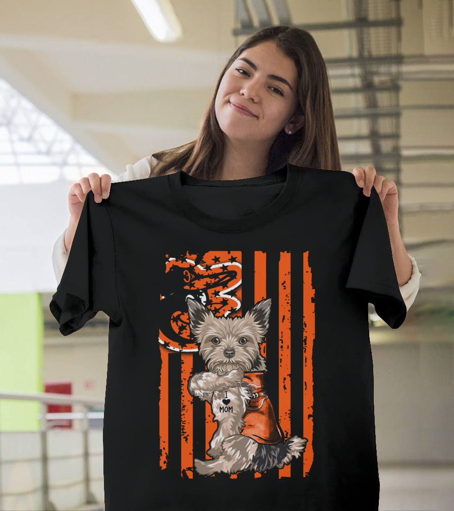 Yorkshire Terrier Baltimore Orioles I Heart Mom Flag T-Shirt