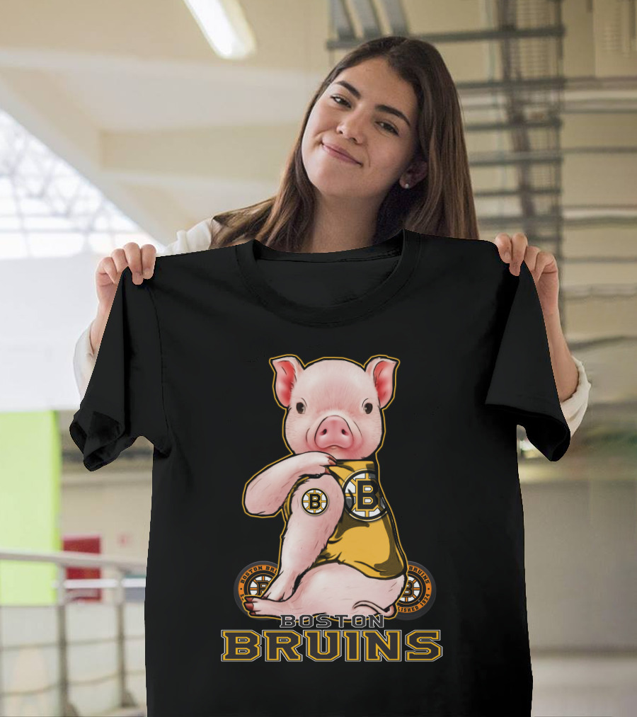 Boston Bruins Pig Wearing Team Uniform T-Shirt