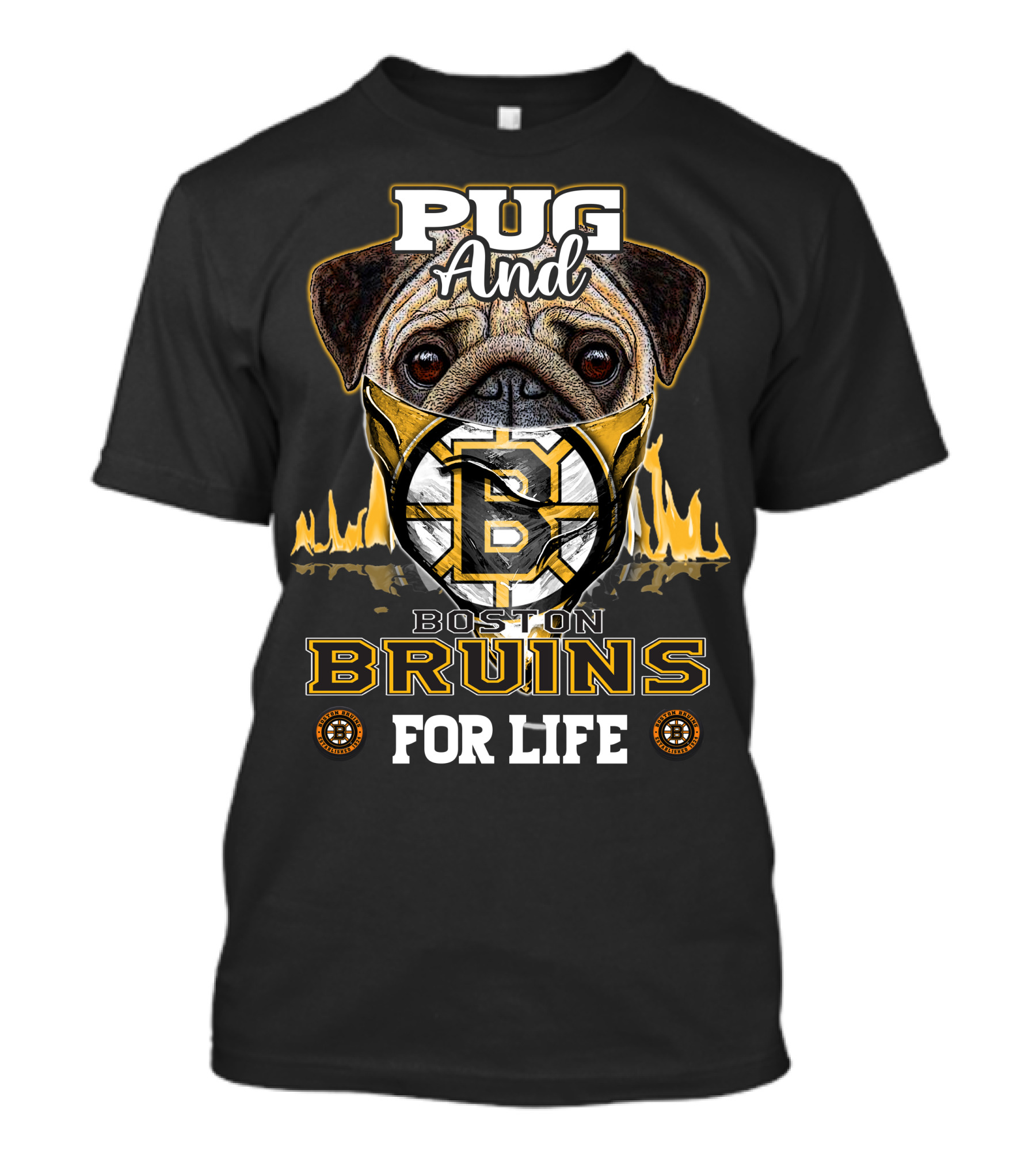 Pug And Boston Bruins For Life T-Shirt