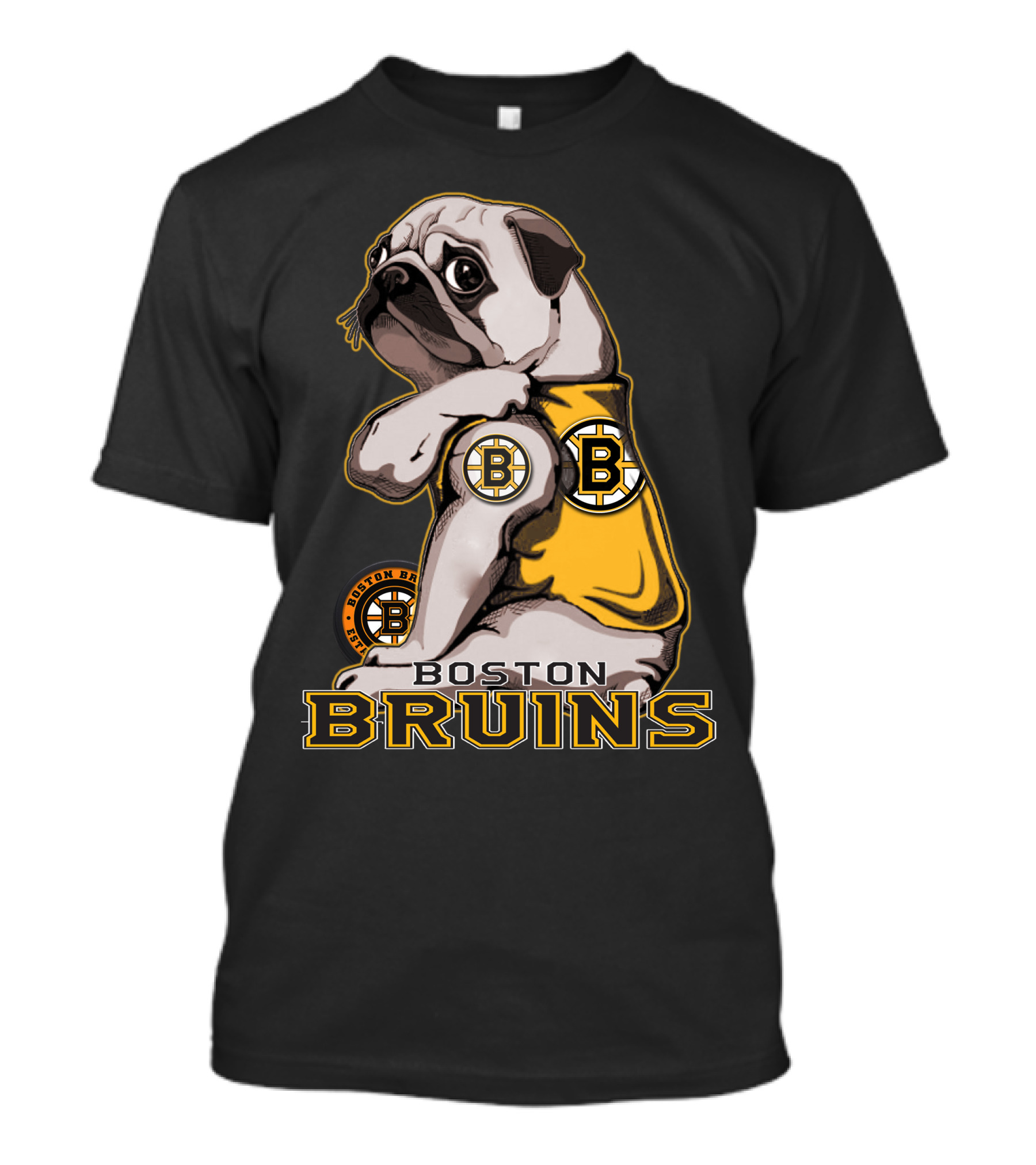 Pug Wearing Boston Bruins Jersey T-Shirt