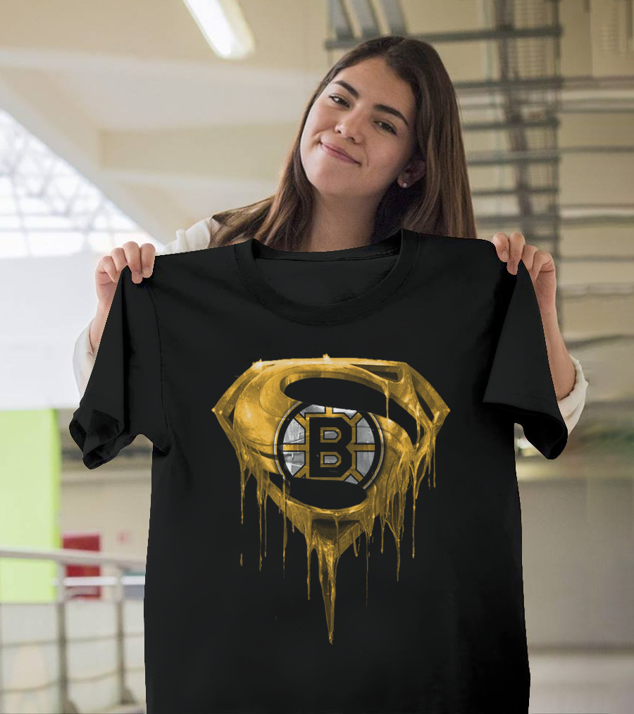 Boston Bruins Dripping Gold Superman T-Shirt