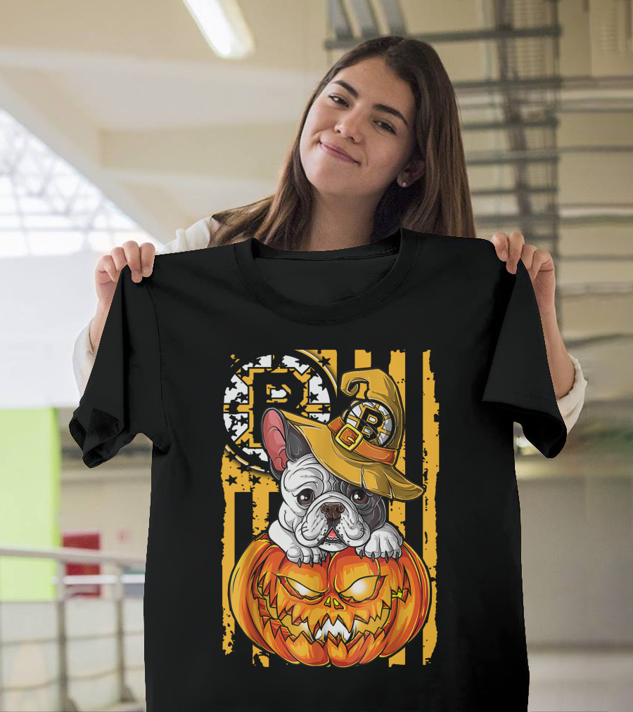 Bulldog Halloween Boston Bruins Pumpkin Magic T-Shirt