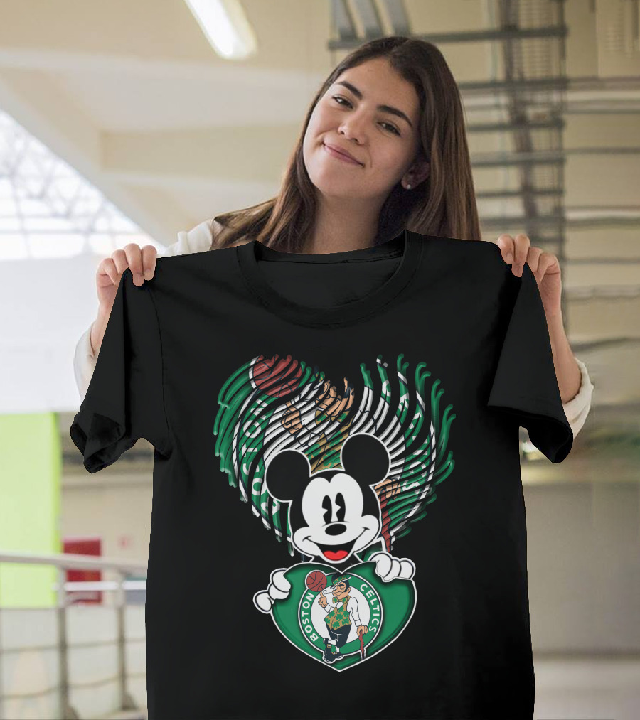 Mick Mouse Boston Celtics Basketball Fan Logo Mashup T-Shirt