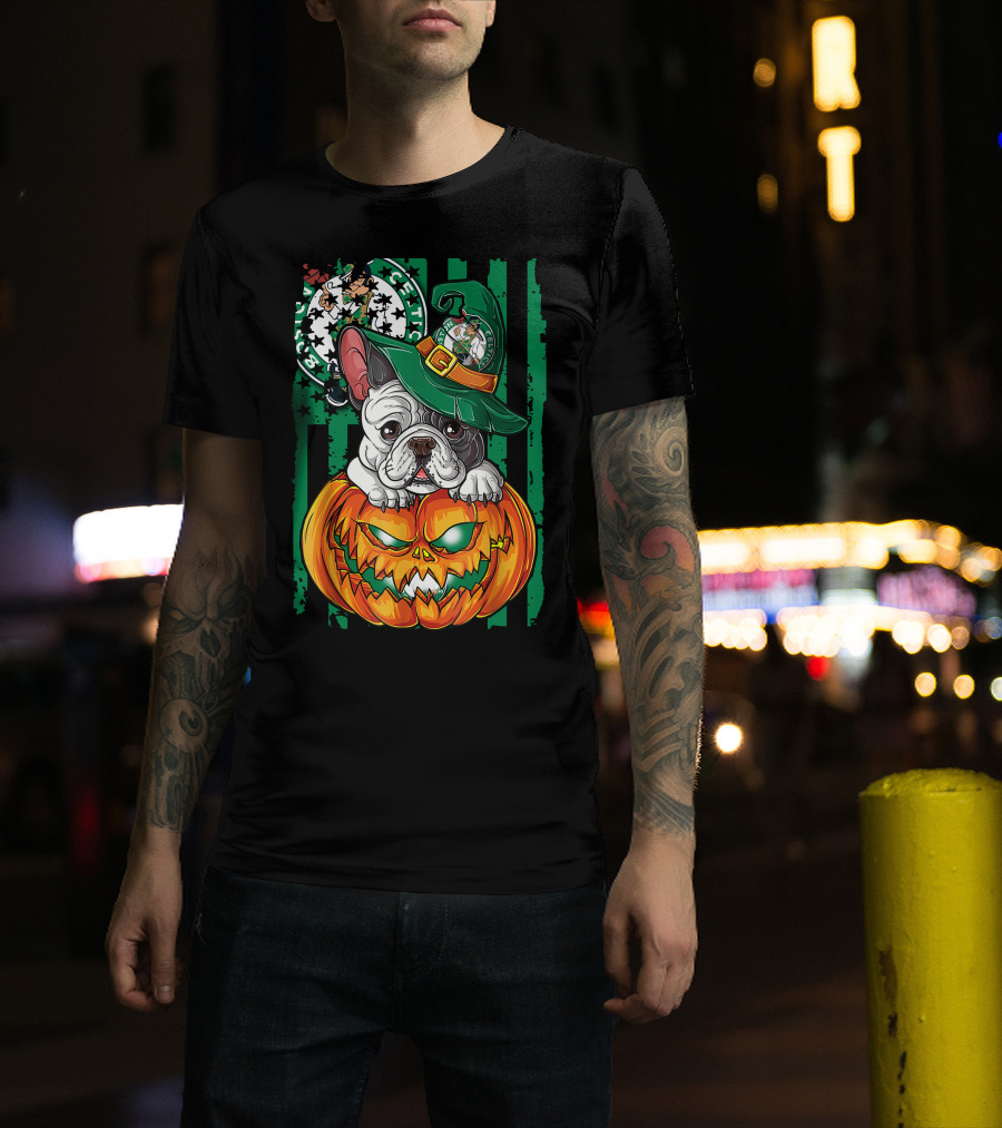Bulldog Halloween Boston Celtics Pumpkin Hat T-Shirt