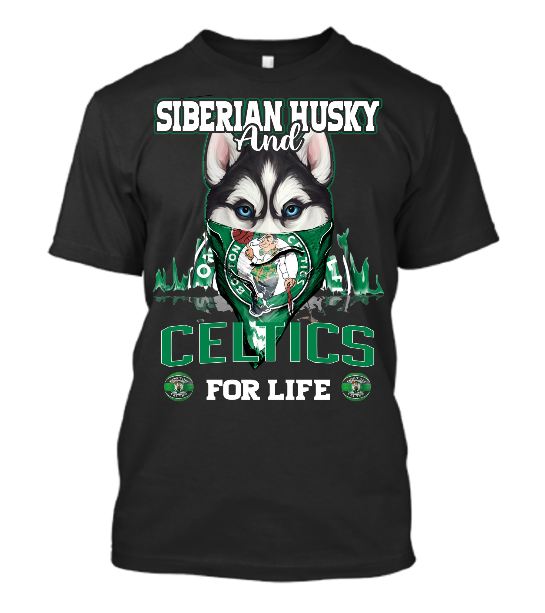 Siberian Husky And Celtics For Life Boston Celtics T-Shirt