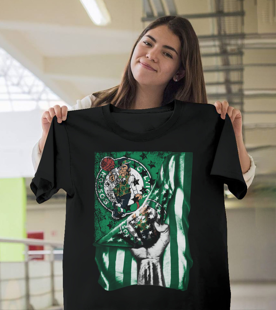 Flag Boston Celtics Hand Holding Logo T-Shirt