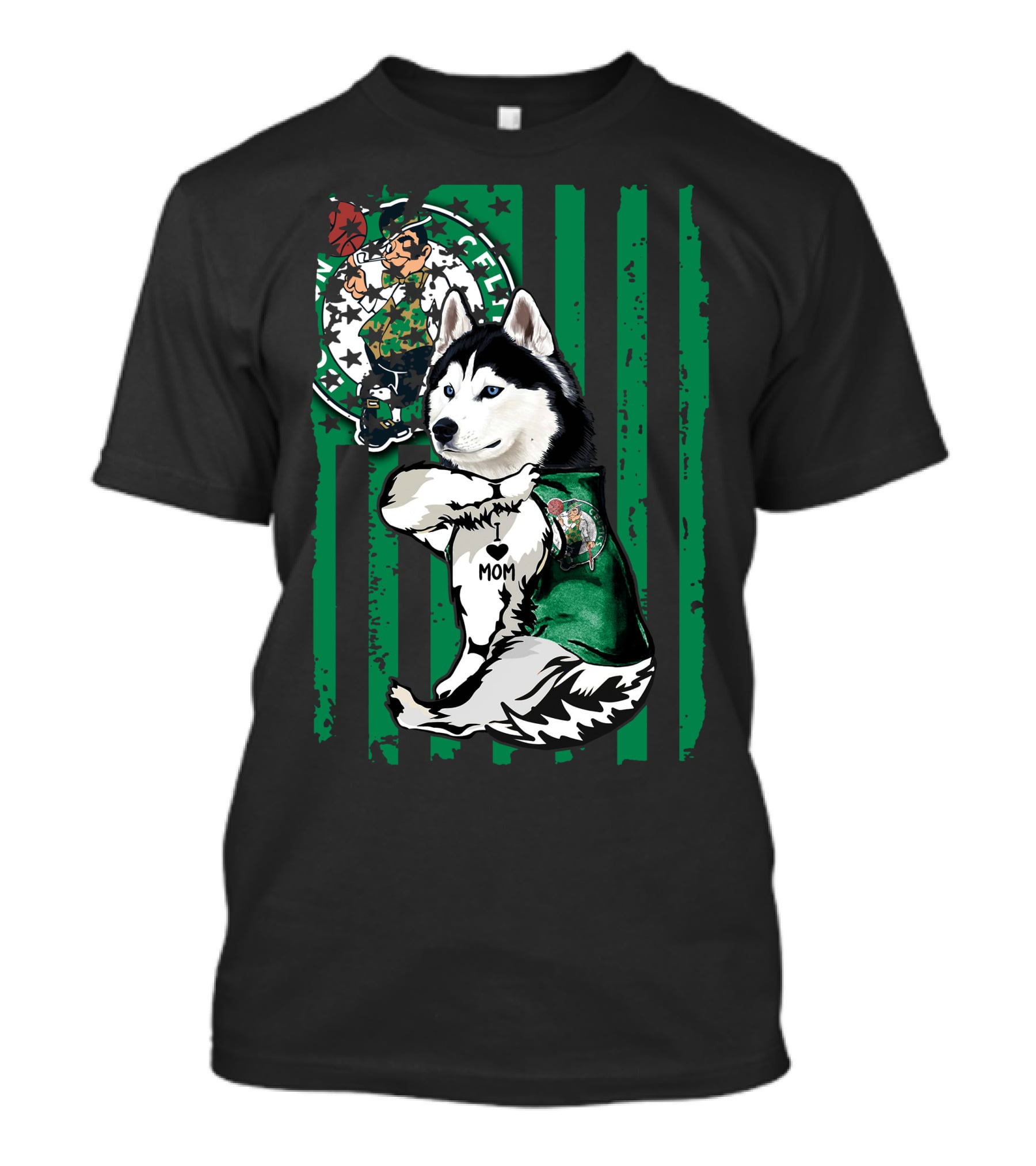 Boston Celtics Siberian Husky Mom Fan T-Shirt