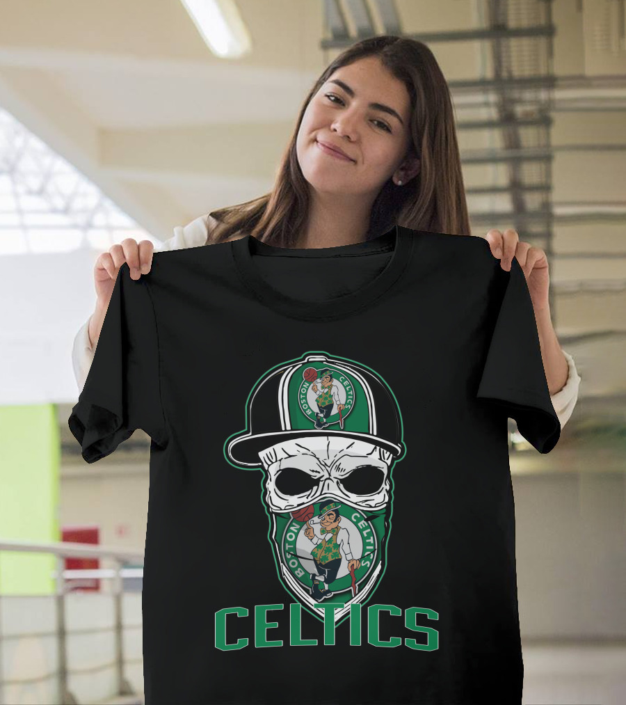 Boston Celtics Skull Hat T-Shirt