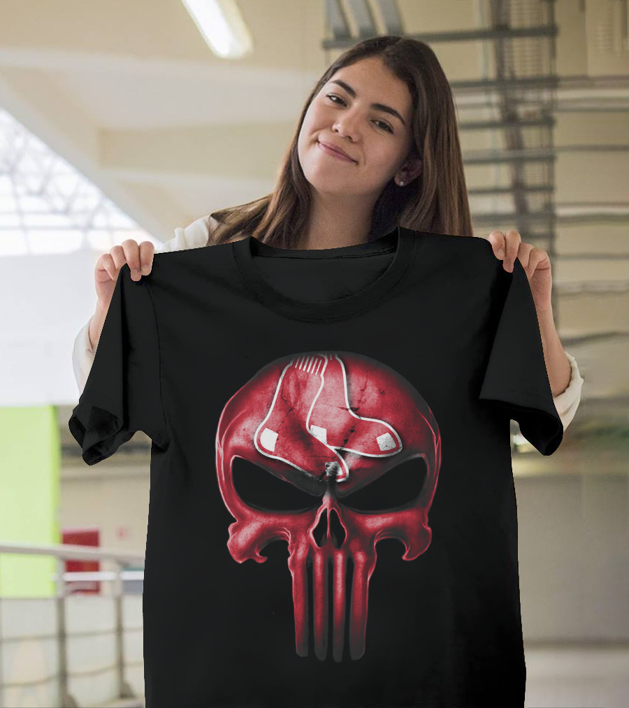 Boston Red Sox Skull Punisher Logo Sox T-Shirt
