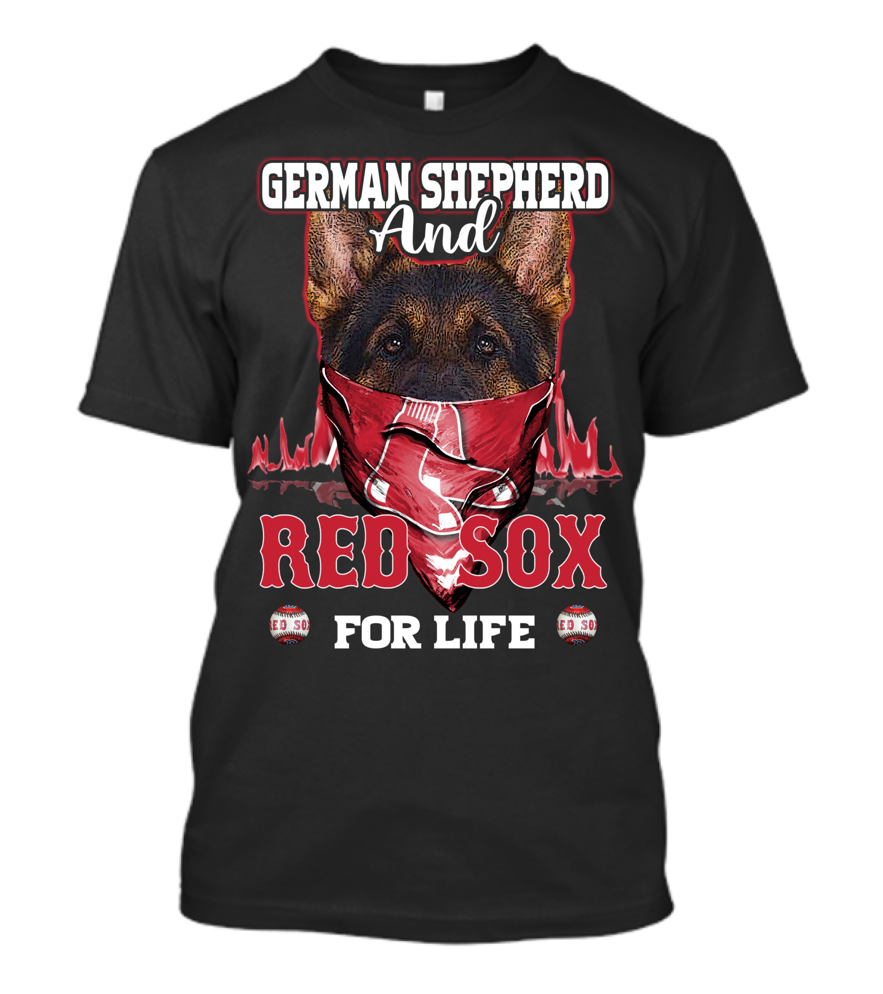 German Shepherd And Boston Red Sox For Life T-Shirt