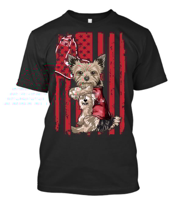 Yorkshire Terrier I Love Mom Red Sox Flag T-Shirt