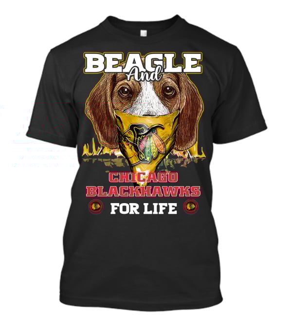 Beagle And Chicago Blackhawks For Life With Iconic T-Shirt