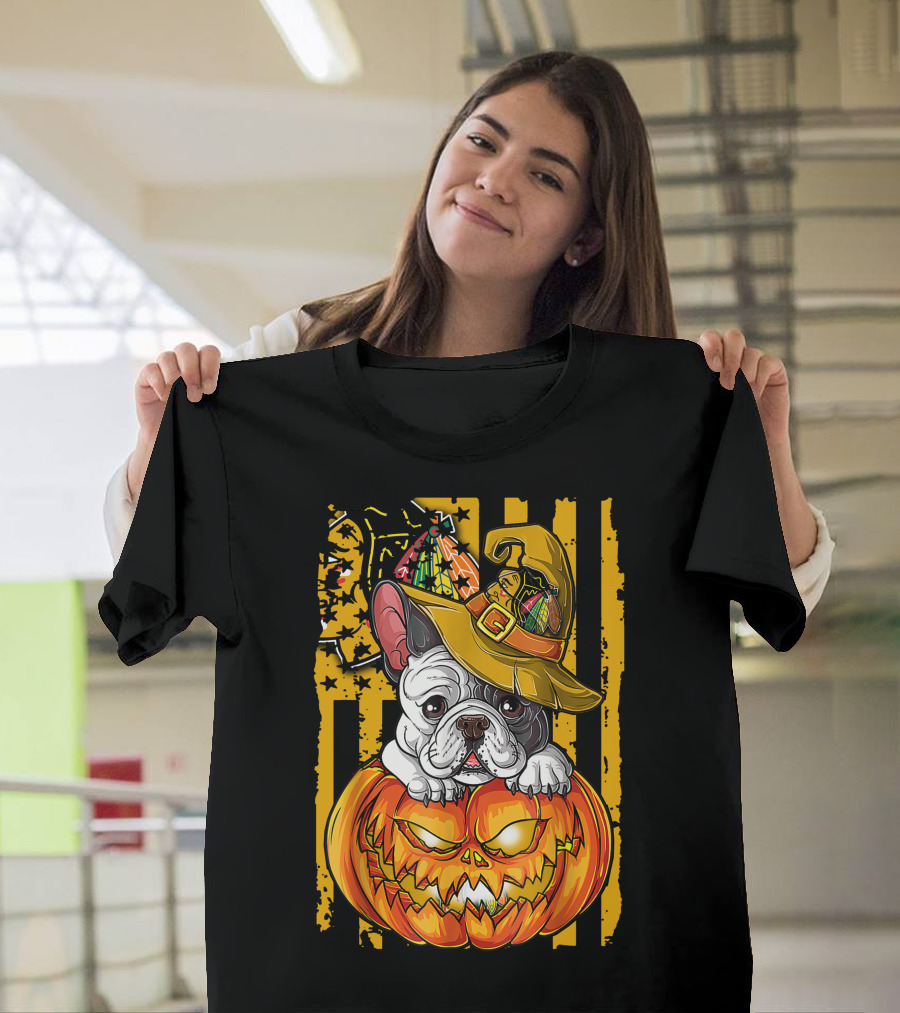 Hlw Bulldog Halloween Pumpkin Chicago Blackhawks T-Shirt