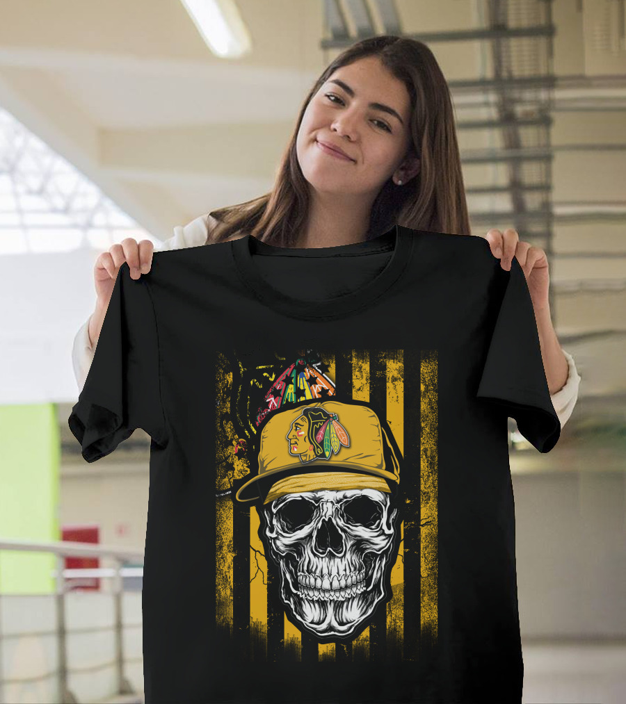 Chicago Blackhawks Skull With Iconic Cap T-Shirt