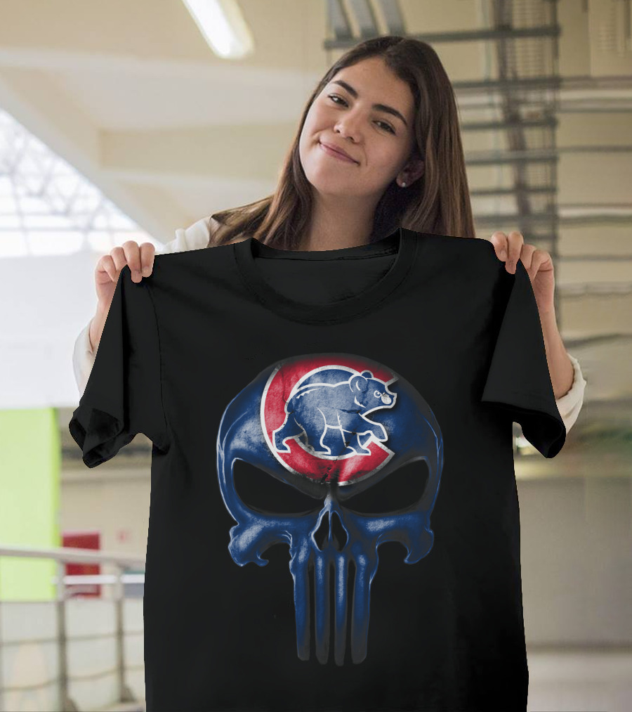 Chicago Cubs Skull Punisher T-Shirt