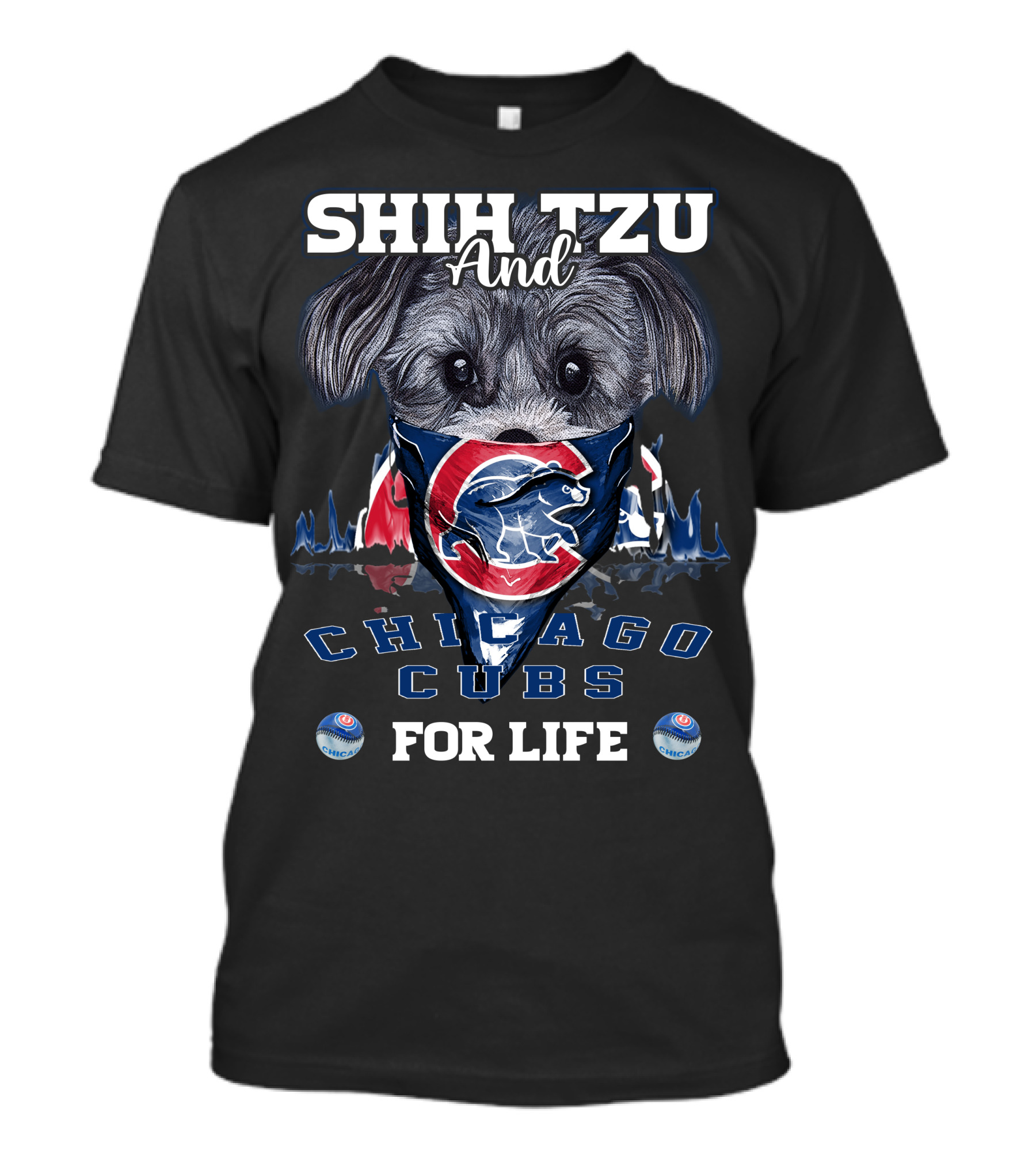 Shih Tzu And Chicago Cubs For Life T-Shirt