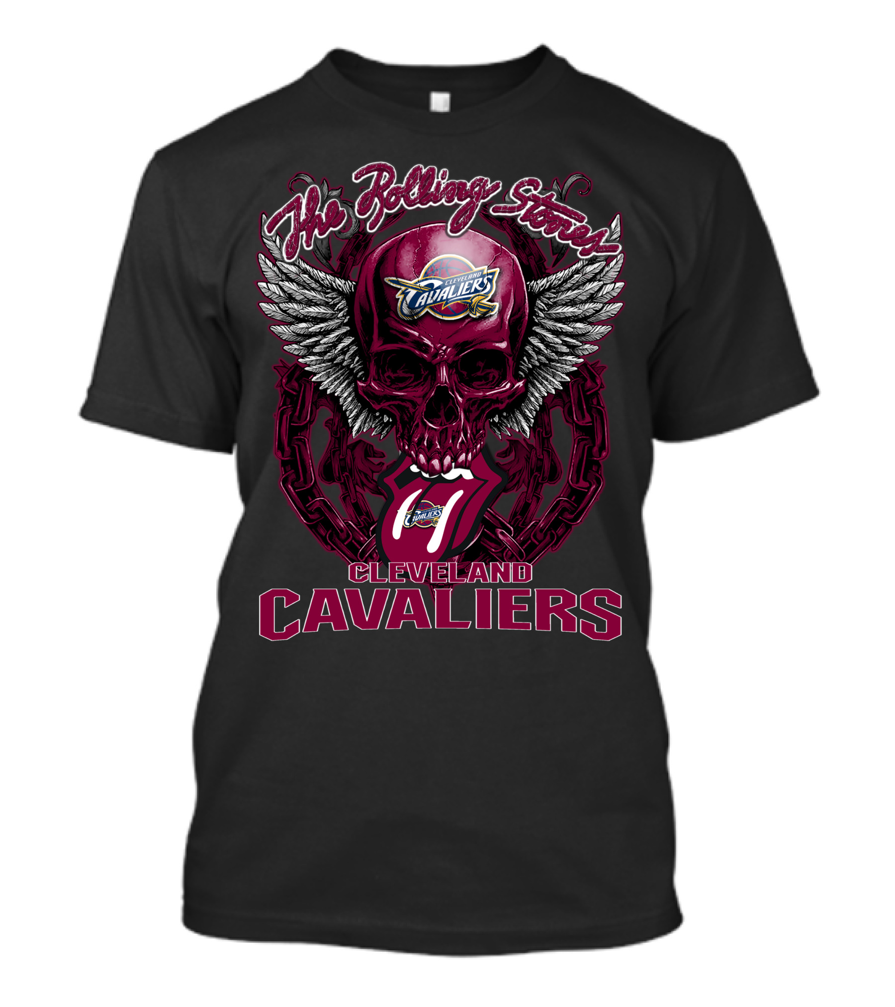 The Rolling Stones Cleveland Cavaliers Skull Winged Logo Mashup T-Shirt