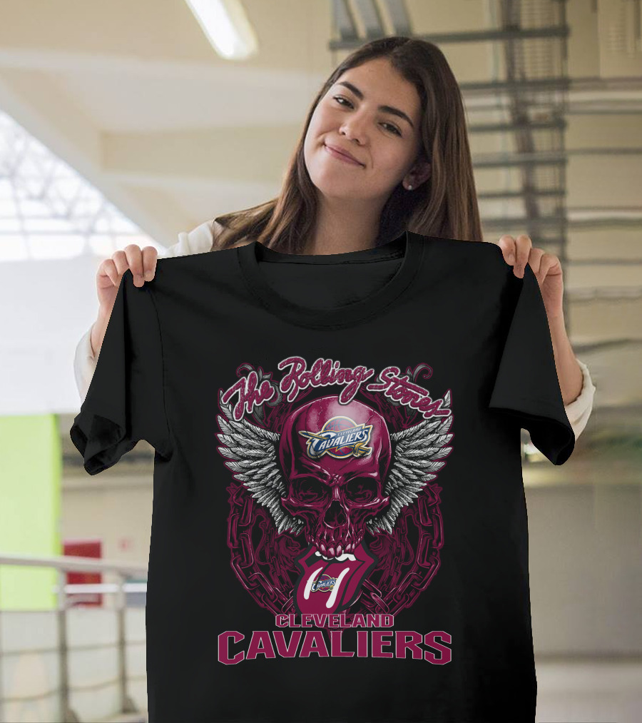 The Rolling Stones Cleveland Cavaliers Skull Winged Logo Mashup T-Shirt