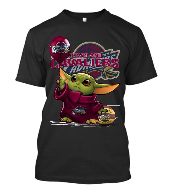 Cleveland Cavaliers Yoda Fan Art With Logo And Basketball T-Shirt