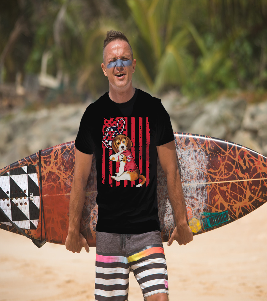 Beagle I Love Mom Cleveland Baseball T-Shirt