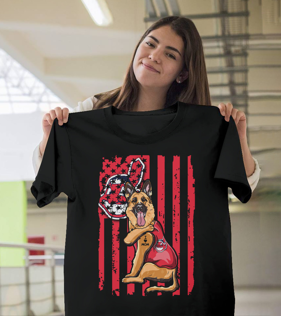 German Shepherd Cleveland Indians Flag And Team Spirit T-Shirt