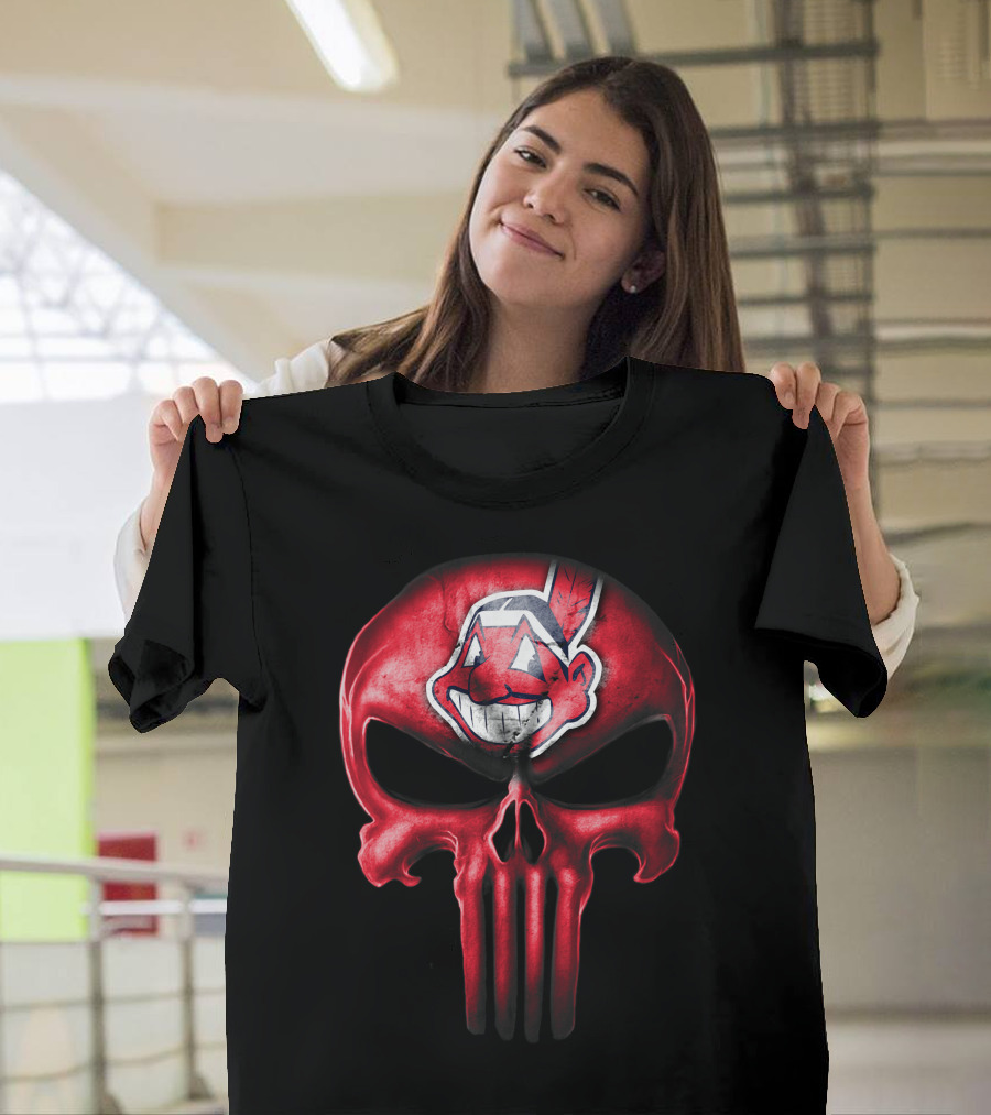 Punisher Skull With Chief Wahoo Cleveland Indians T-Shirt