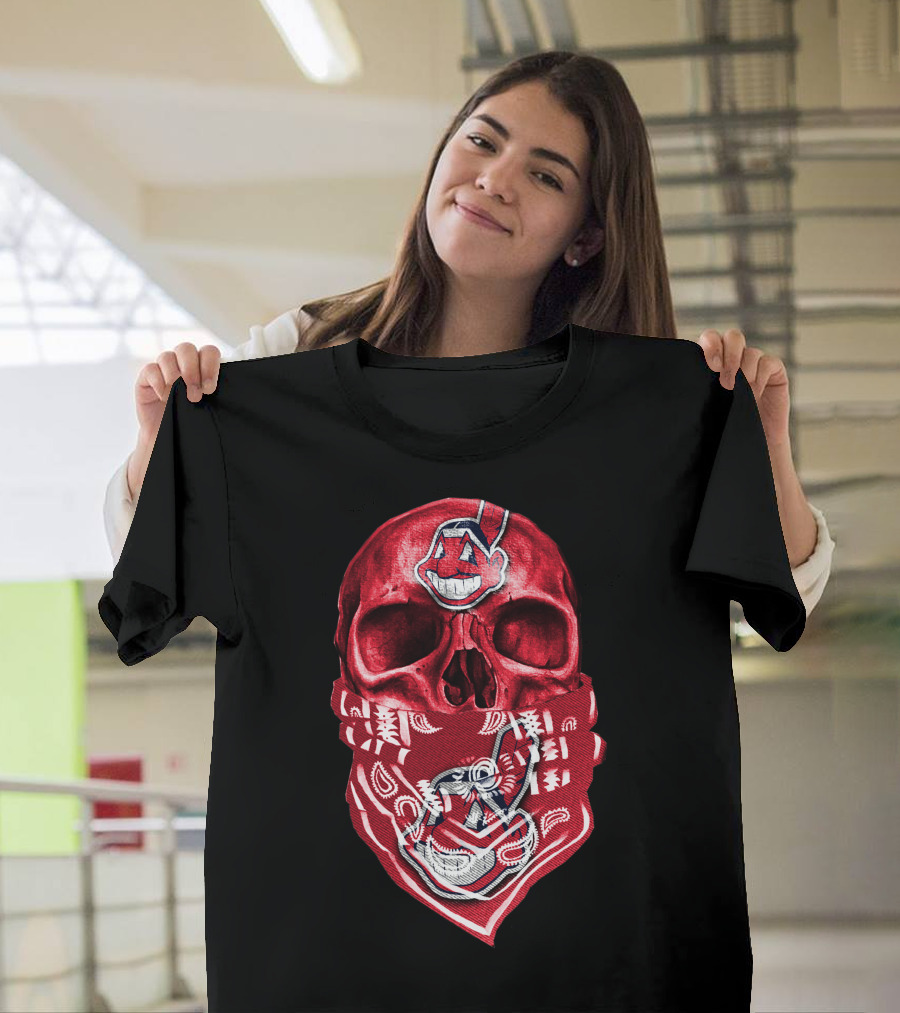 Skull Cleveland Indians Logo Bandana T-Shirt
