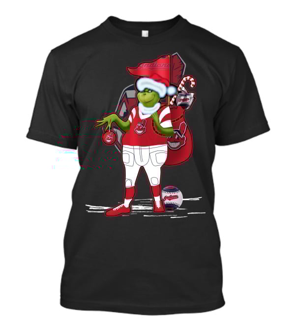 Grinchxmas Cleveland Indians Christmas Baseball Character T-Shirt