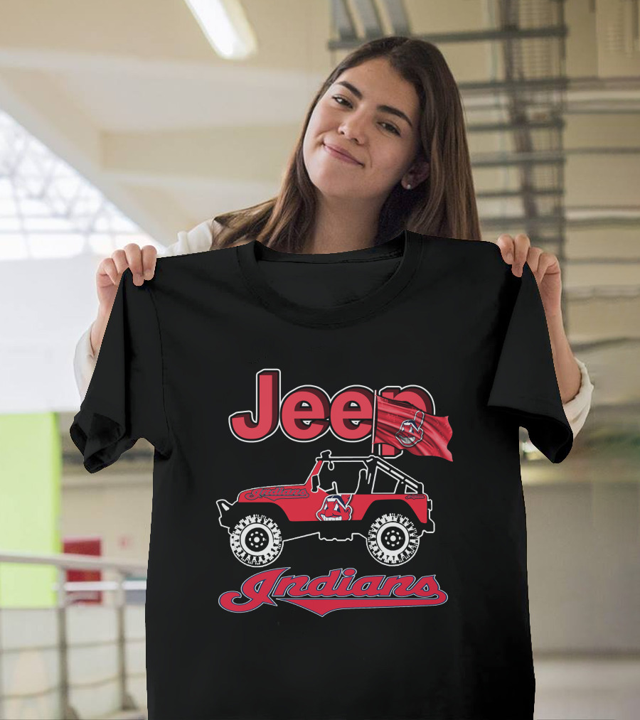 Jeep Indians Cleveland Red Offroad Vehicle Flag T-Shirt