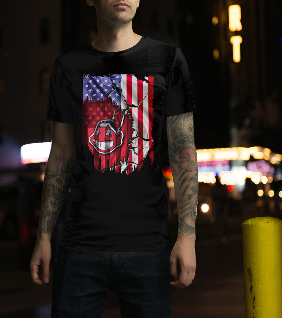 American Flag Cleveland Indians Iconic T-Shirt