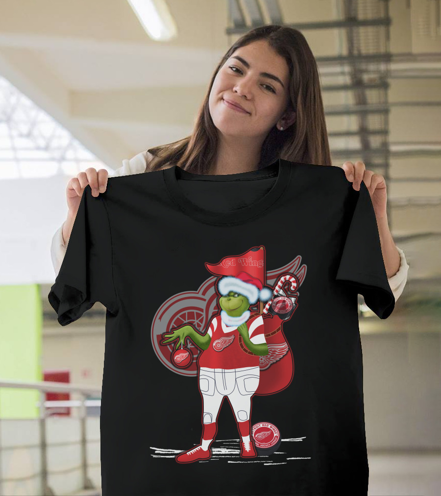 Grinchxmas Red Wings Hockey Holiday Crossover Detroit Wear T-Shirt