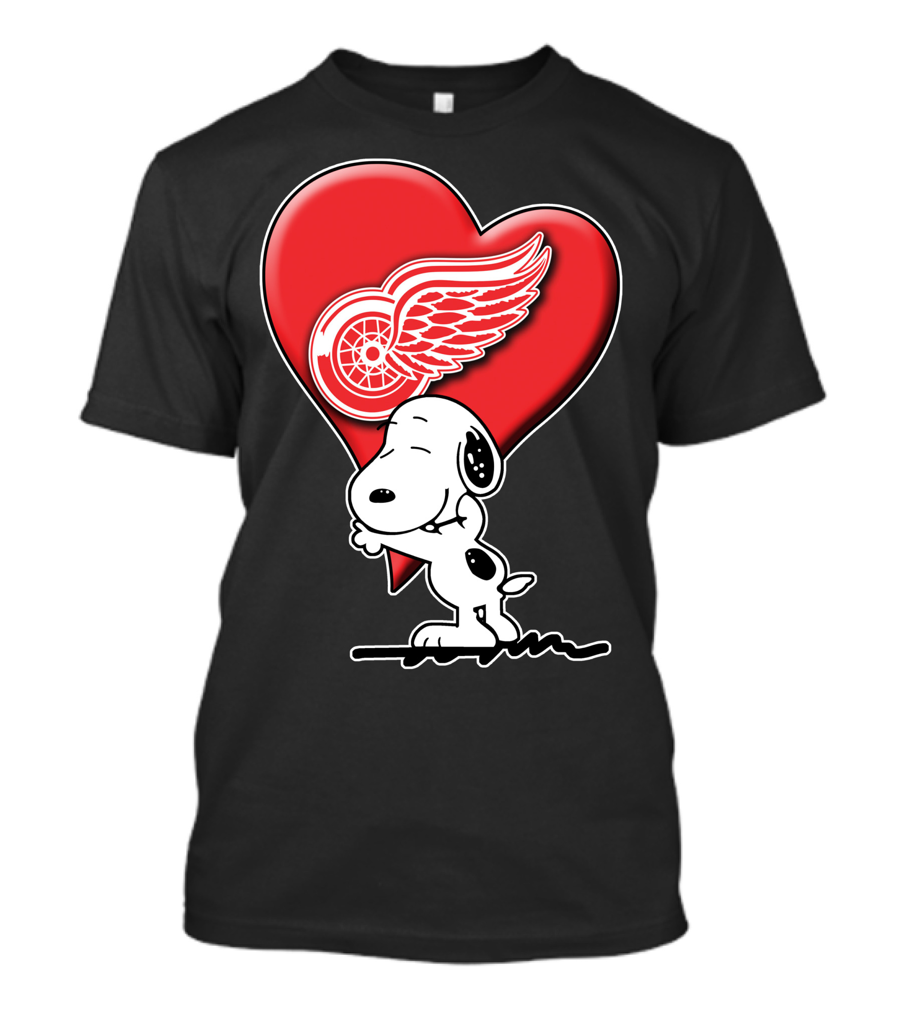 Snoopy Hugging Heart Detroit Red Wings T-Shirt