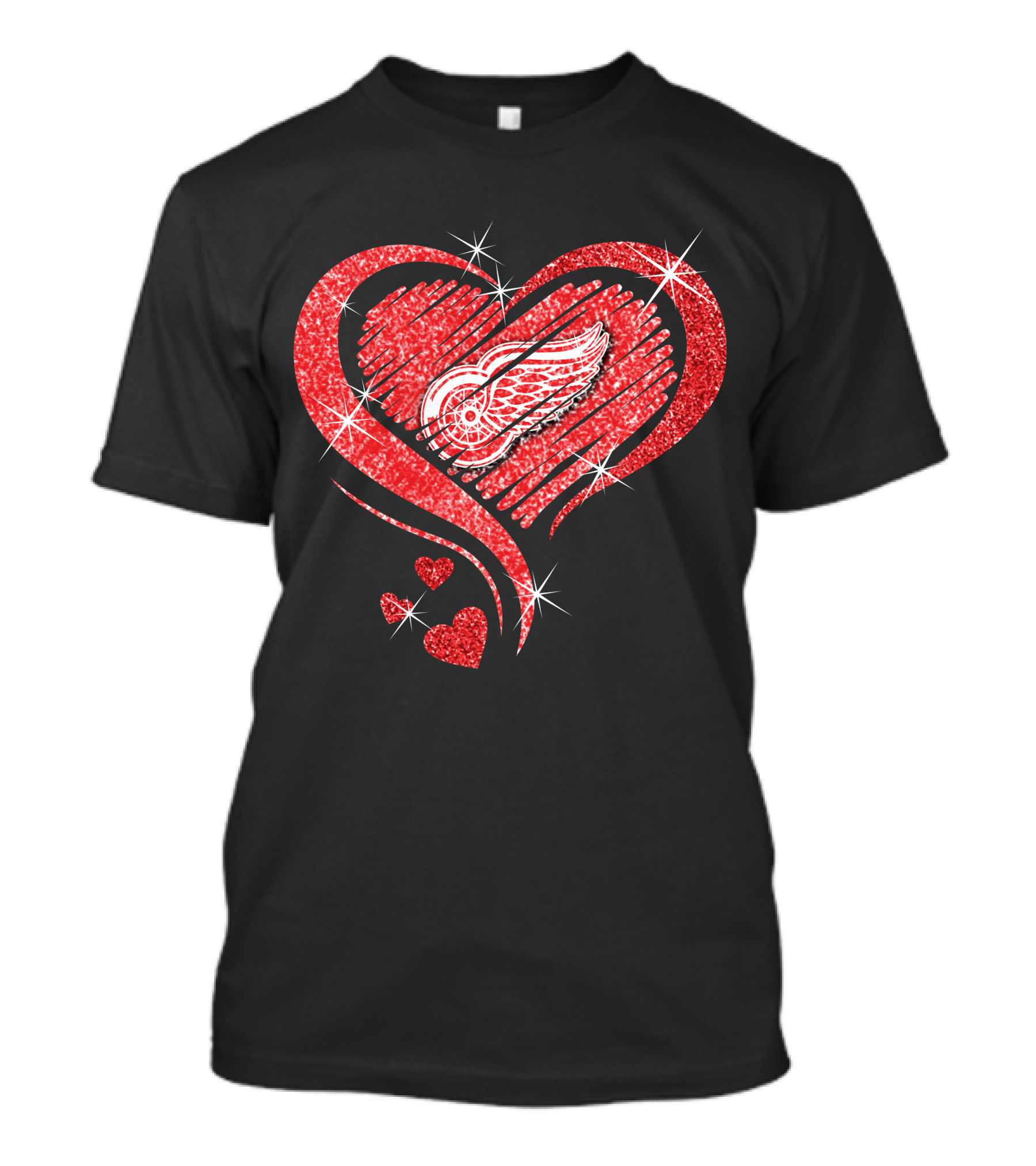 Heart Diamond Glitter Detroit Red Wings T-Shirt