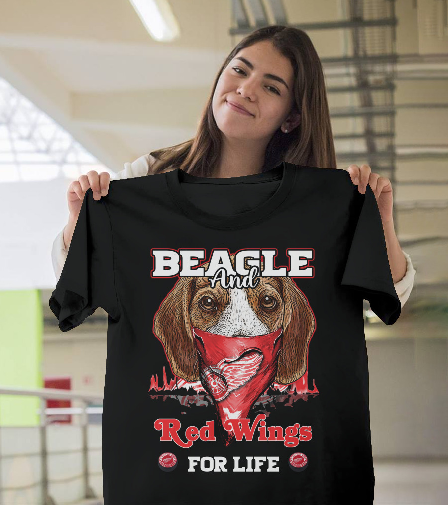 Beagle and Detroit Red Wings for Life T-Shirt