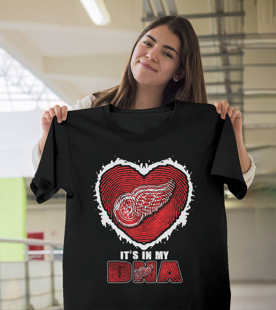Detroit Red Wings It's In My DNA Heart Fingerprint T-Shirt