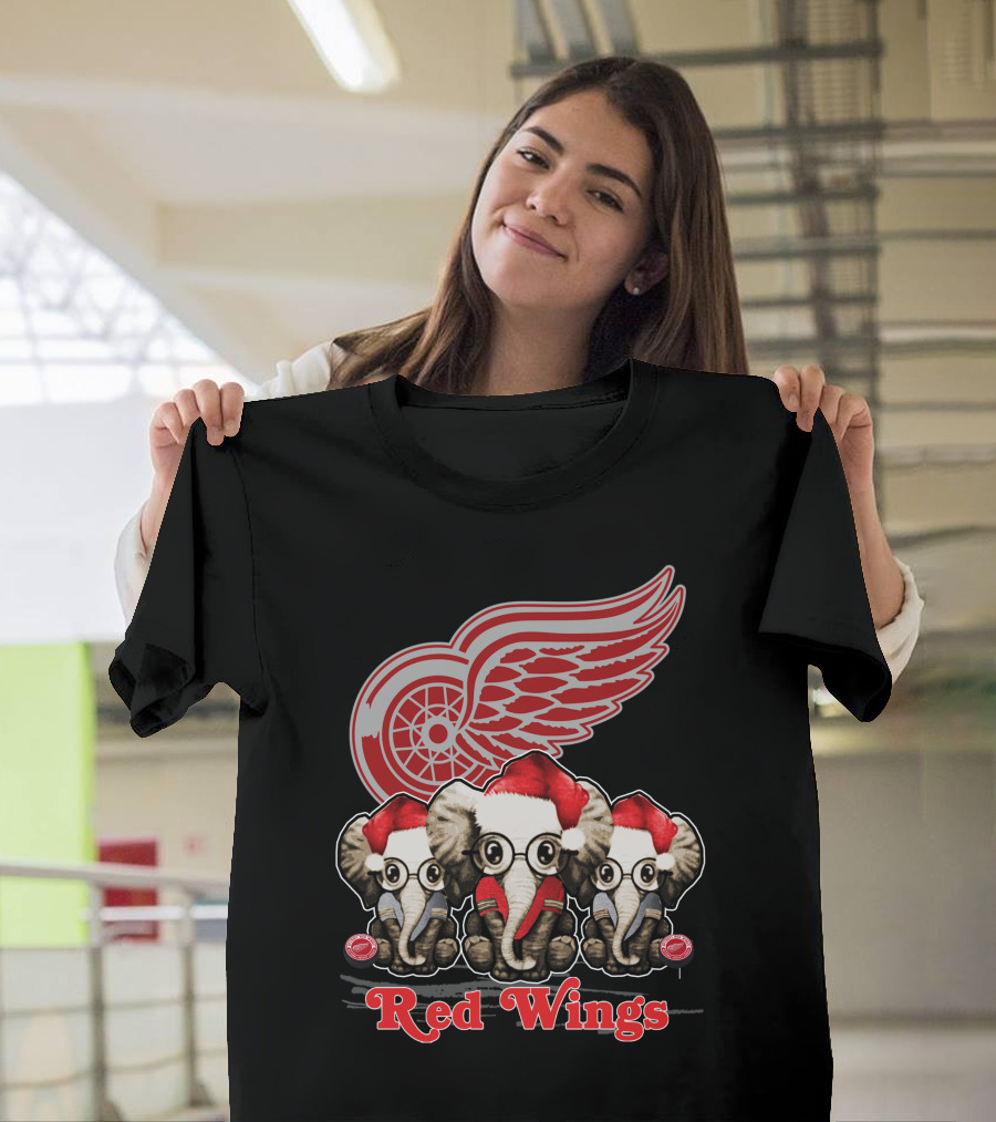 Red Wings Santa Elephants Christmas Detroit T-Shirt