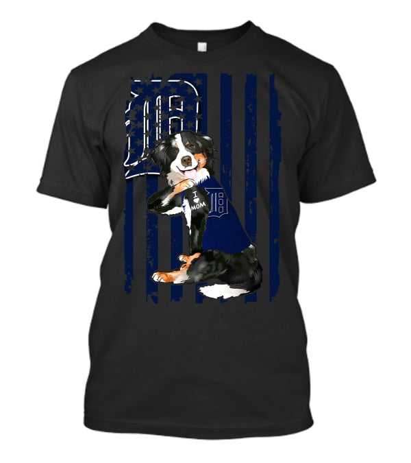 Border Collie Detroit Tigers I Love Mom T-Shirt