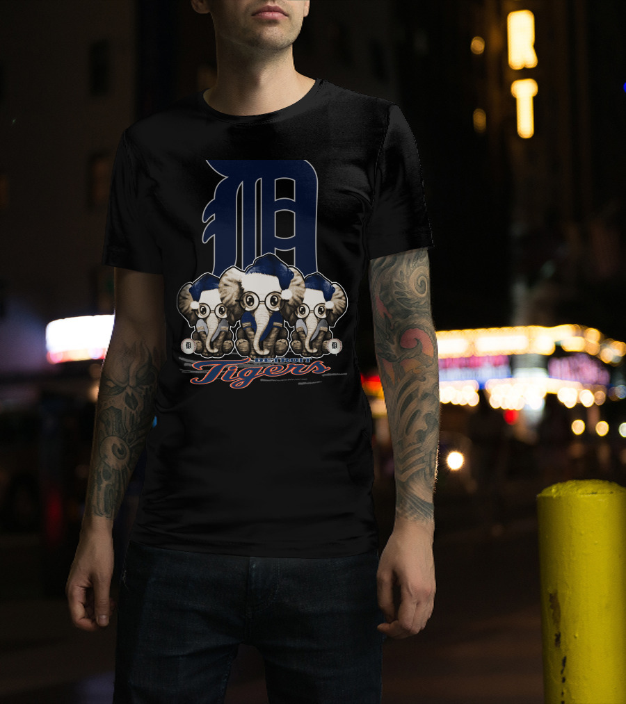 Detroit Tigers Elephants Christmas T-Shirt