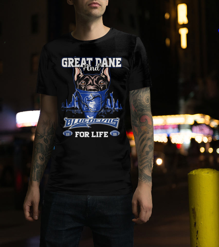 Great Dane And Blue Devils For Life T-Shirt
