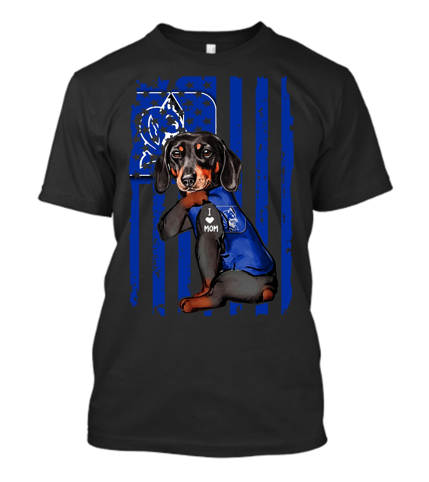 Dachshund I Love Mom Duke Blue Devils T-Shirt